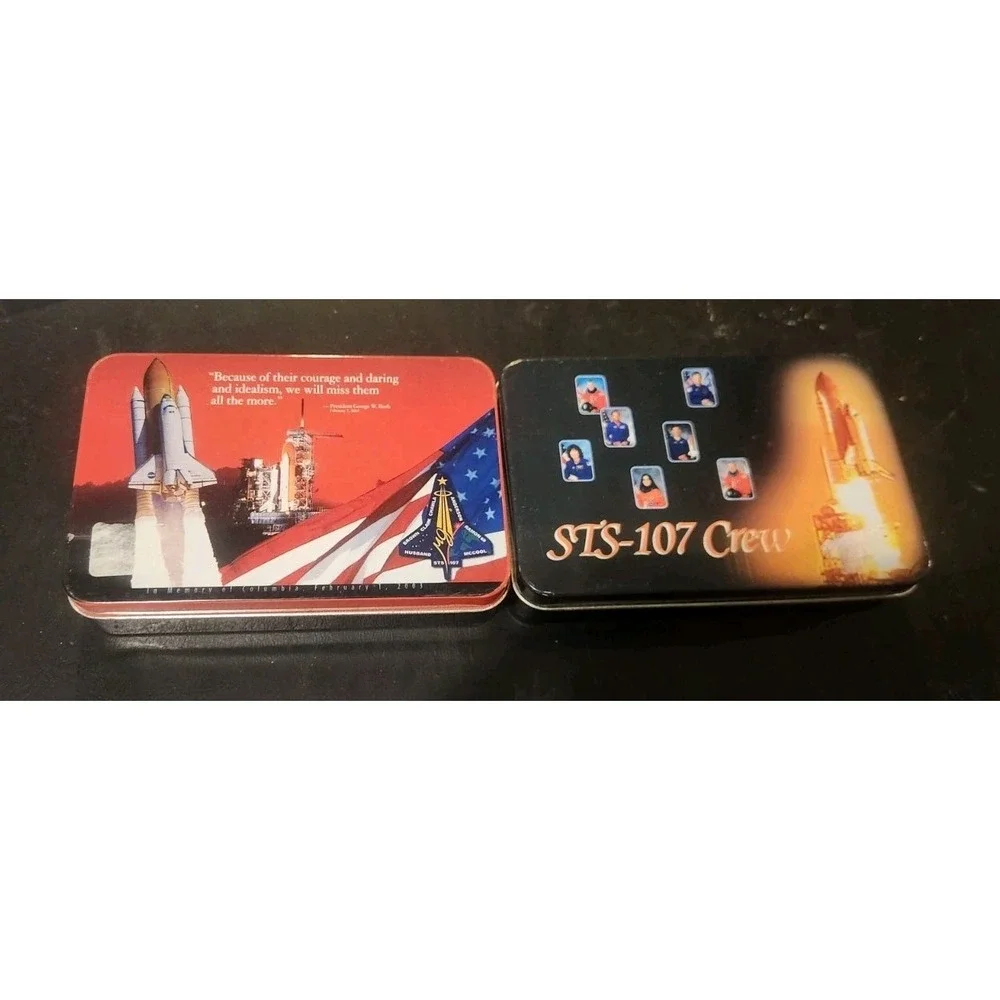 Lot Of Two Vintage Knives In Memory Of Space Shuttle Columbia STS-107 New In Tin